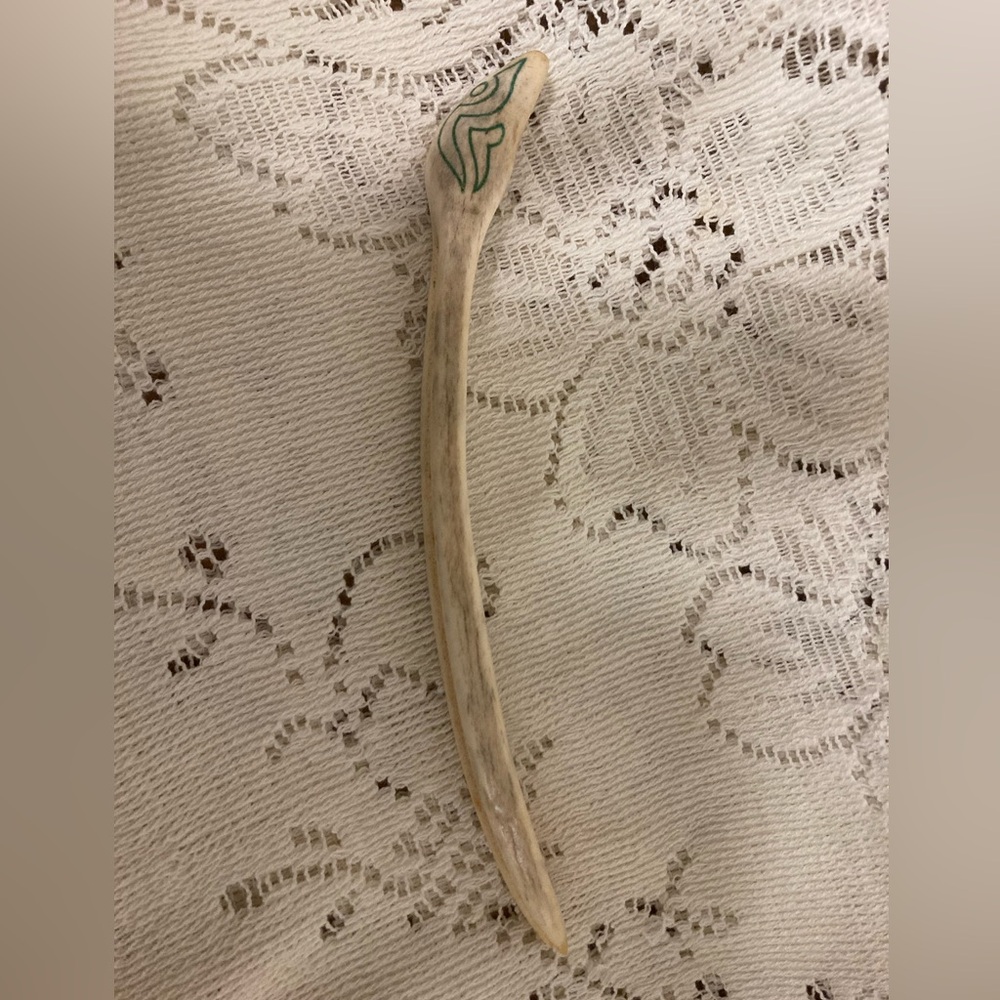 Artisan Made Hair Fork Carved Out of Deer Antler